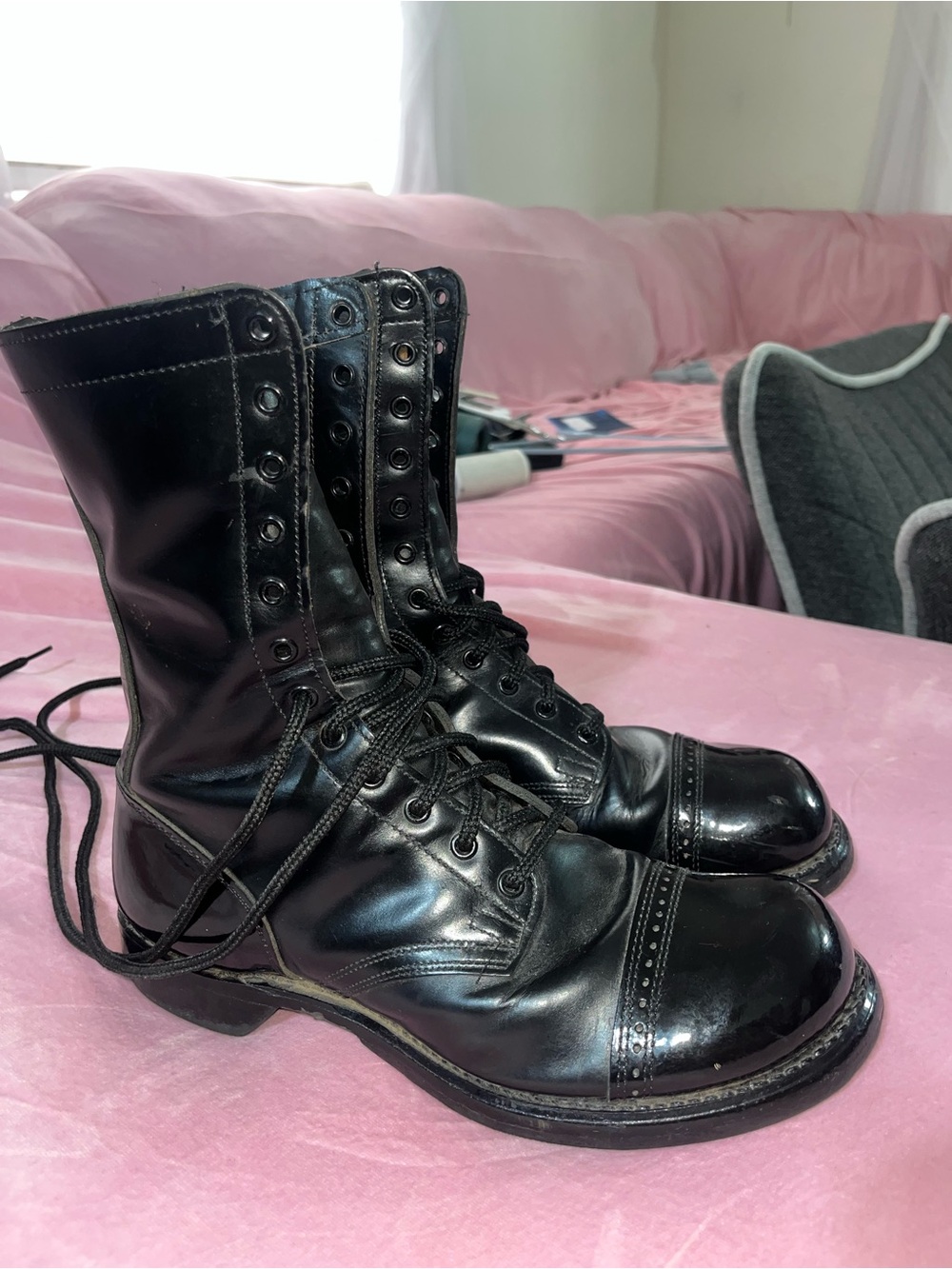 Double H Paratrooper HH Horseshoe Metal Heel Plate Lace Up Leather Combat Boots